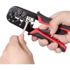 CHANCEY Outil De Sertissage RJ45 Cat5 Cat5e RJ11 6P / RJ12 8P / RJ45 Outil De Sertissage De Coupe Et De Dénudage,SEMAket,noir+rouge -Scie électrique portative Soldes 57772734 4