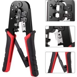 CHANCEY Outil De Sertissage RJ45 Cat5 Cat5e RJ11 6P / RJ12 8P / RJ45 Outil De Sertissage De Coupe Et De Dénudage,SEMAket,noir+rouge -Scie électrique portative Soldes 57772734 5