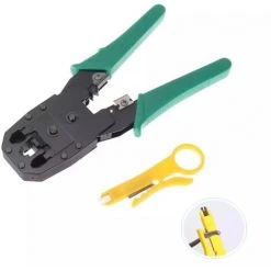 CHANCEY Kit D'outils à Sertir RJ45, Cat5e Cat6 Cat6e Cat7 RJ11, Pince à Dénuder, Testeur De Câble, Connexion ADSL DSL, SEMAket,vert+jaune