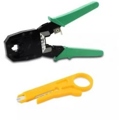 CHANCEY Kit D'outils à Sertir RJ45, Cat5e Cat6 Cat6e Cat7 RJ11, Pince à Dénuder, Testeur De Câble, Connexion ADSL DSL, SEMAket,vert+jaune -Scie électrique portative Soldes 57772737 3