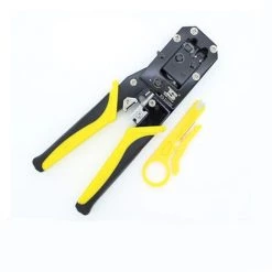 CHANCEY Outil De Sertissage, Dénudage Et Découpe Modulaire - Pour Câbles 8P, RJ45, 6P, RJ12, 4P, RJ11 Avec Mini Outil De Poinçonnage Et Dénudage - Pour Câble Réseau,SEMAket,jaune -Scie électrique portative Soldes 57772751 2