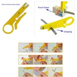 CHANCEY Outil De Sertissage, Dénudage Et Découpe Modulaire - Pour Câbles 8P, RJ45, 6P, RJ12, 4P, RJ11 Avec Mini Outil De Poinçonnage Et Dénudage - Pour Câble Réseau,SEMAket,jaune -Scie électrique portative Soldes 57772751 4