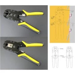CHANCEY Outil De Sertissage, Dénudage Et Découpe Modulaire - Pour Câbles 8P, RJ45, 6P, RJ12, 4P, RJ11 Avec Mini Outil De Poinçonnage Et Dénudage - Pour Câble Réseau,SEMAket,jaune -Scie électrique portative Soldes 57772751 5