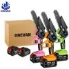ONEVAN Scie à Chaîne électroportative Sans Fil 6” 1200W Mini Tronçonneuse à Batterie électrique Pour Makita 18V Batterie - Avec 2*batterie - Vert