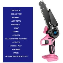 ONEVAN Scie à Chaîne électroportative Sans Fil 6” 1200W Mini Tronçonneuse à Batterie électrique Pour Makita 18V Batterie - Avec 2*batterie - Vert -Scie électrique portative Soldes 58167102 2