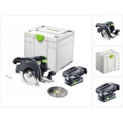 Festool HKC 55 EB-Basic Scie Circulaire à Capot Basculant Sans Fil, Sans Balai 18 V, 160 Mm + 1x Batterie 4,0 Ah + Chargeur + Systainer (576163)