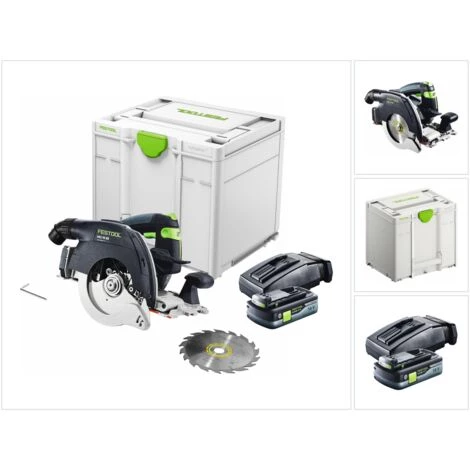 Festool HKC 55 EB-Basic Scie Circulaire à Capot Basculant Sans Fil, Sans Balai 18 V, 160 Mm + 1x Batterie 4,0 Ah + Chargeur + Systainer (576163) 1 Festool HKC 55 EB-Basic Scie Circulaire à Capot Basculant Sans Fil, Sans Balai 18 V, 160 Mm + 1x Batterie 4,0 Ah + Chargeur + Systainer (576163)