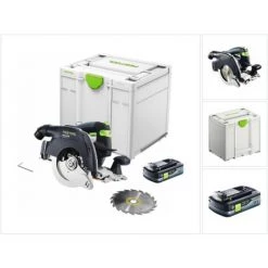 Festool HKC 55 EB-Basic Scie Circulaire à Capot Basculant Sans Fil, Sans Balai 18 V, 160 Mm + 1x Batterie 4,0 Ah + Systainer - Sans Chargeur (576163)