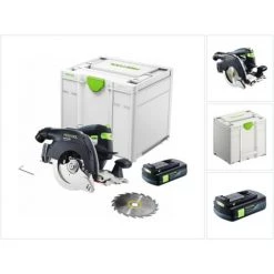 Festool HKC 55 EB-Basic Scie Circulaire à Capot Basculant Sans Fil, Sans Balai 18 V, 160 Mm + 1x Batterie 3,1 Ah + Systainer - Sans Chargeur (576163)