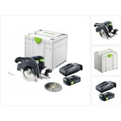 Festool HKC 55 EB-Basic Scie Circulaire à Capot Basculant Sans Fil, Sans Balai 18 V, 160 Mm + 1x Batterie 3,1 Ah + Chargeur + Systainer (576163)