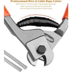 AOUGO Pince Coupe-câble 200 Mm En Acier Au Chrome-vanadium, Convient Pour Couper Les Câbles En Cuivre, Les Câbles En Fil D'acier, Les Câbles En Aluminium Et électriques -Scie électrique portative Soldes 58575603 3