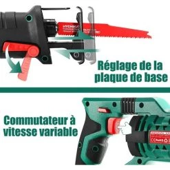 Scie Sabre Sans Fil 18V HYCHIKA, Vitesses Réglables 0-2800SPM, Idéal Pour Coupe De Bois, Branches, Métal (Avec 1 Batteries 4Ah) -Scie électrique portative Soldes 59429909 3
