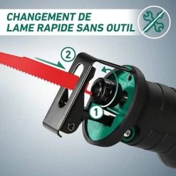 Scie Sabre Sans Fil 18V HYCHIKA, Vitesses Réglables 0-2800SPM, Idéal Pour Coupe De Bois, Branches, Métal (Avec 1 Batteries 4Ah) -Scie électrique portative Soldes 59429909 4