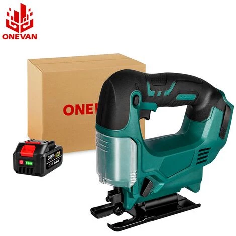 ONEVAN Scie Sauteuse électrique Sans Fil 21V 65mm 3000RPM, Outil électrique Portable Multifonctionnel Pour Le Travail Du Bois, Pour Batterie Makita 18V - 1*Batterie 1 ONEVAN Scie Sauteuse électrique Sans Fil 21V 65mm 3000RPM, Outil électrique Portable Multifonctionnel Pour Le Travail Du Bois, Pour Batterie Makita 18V - 1*Batterie