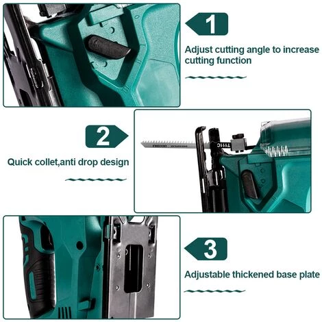 ONEVAN Scie Sauteuse électrique Sans Fil 21V 65mm 3000RPM, Outil électrique Portable Multifonctionnel Pour Le Travail Du Bois, Pour Batterie Makita 18V - 1*Batterie 2 ONEVAN Scie Sauteuse électrique Sans Fil 21V 65mm 3000RPM, Outil électrique Portable Multifonctionnel Pour Le Travail Du Bois, Pour Batterie Makita 18V - 1*Batterie – Image 2