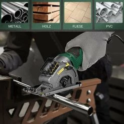 HAPPYSHOPPING Mini Scie Circulaire 4.8Amp Scie Circulaire Compacte 3700RPM Avec échelle Guidée Par Laser Port D'aspiration 3 Lames Pour Couper Le Bois, Le Carrelage Et Le Métal Mou -Scie électrique portative Soldes 59587481 4