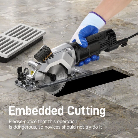 HAPPYSHOPPING Mini Scie Circulaire 4.8Amp Scie Circulaire Compacte 3700RPM Avec échelle Guidée Par Laser Port D'aspiration 4 Lames Pour Couper Le Bois Les Tuiles Et Les Métaux Doux 3 HAPPYSHOPPING Mini Scie Circulaire 4.8Amp Scie Circulaire Compacte 3700RPM Avec échelle Guidée Par Laser Port D'aspiration 4 Lames Pour Couper Le Bois Les Tuiles Et Les Métaux Doux – Image 3