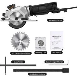 HAPPYSHOPPING Mini Scie Circulaire 4.8Amp Scie Circulaire Compacte 3700RPM Avec échelle Guidée Par Laser Port D'aspiration 4 Lames Pour Couper Le Bois Les Tuiles Et Les Métaux Doux 8 HAPPYSHOPPING Mini Scie Circulaire 4.8Amp Scie Circulaire Compacte 3700RPM Avec échelle Guidée Par Laser Port D'aspiration 4 Lames Pour Couper Le Bois Les Tuiles Et Les Métaux Doux -Scie électrique portative Soldes 59587484 4