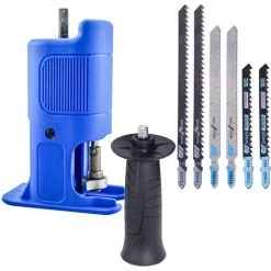 LIFCAUSAL Adaptateur De Scie Alternative Perceuse électrique Fixation De Scie Modifiée Perceuse électrique Vers Convertisseur De Scie Alternative Avec 2 Ensembles D'outils De Coupe De Rechange Pour Lame De Scie