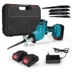 JMAX Scie Sabre à Batterie Scie Alternative électrique Sans Fil Avec 4×Lames De Scie, 2×Batteries