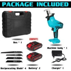 JMAX Scie Sabre à Batterie Scie Alternative électrique Sans Fil Avec 4×Lames De Scie, 2×Batteries -Scie électrique portative Soldes 59851714 5