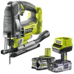 Pack RYOBI Scie Sauteuse Pendulaire Brushless 18V OnePlus R18JS7-0 - 1 Batterie 3.0Ah High Energy - 1 Batterie 5.0Ah - Chargeur Rapide