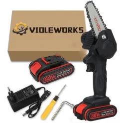 JMAX Tronçonneuse à Batterie 4 Pouces 88V Avec Batterie Portable Scie Électrique Jardin Logging