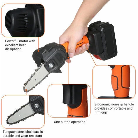 LITZEE Scie à Chaîne électroportative Mini Tronçonneuse Sans Fil De 4 Pouces, 1X4000mAh - 1X4000mAh Scie à Chaîne électroportative 2 LITZEE Scie à Chaîne électroportative Mini Tronçonneuse Sans Fil De 4 Pouces, 1X4000mAh - 1X4000mAh Scie à Chaîne électroportative – Image 2