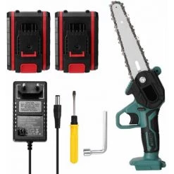 LITZEE Scie à Chaîne électroportative Mini Scie à Chaîne électrique Sans Fil De 6 Pouces 21V Petite Scie à Main Domestique Pour Abattage D'arbres Scie électrique Portable Au Lithium Bois D'élagage De Jardin Et De Jardin Scie à Chaîne électrique à Une Main