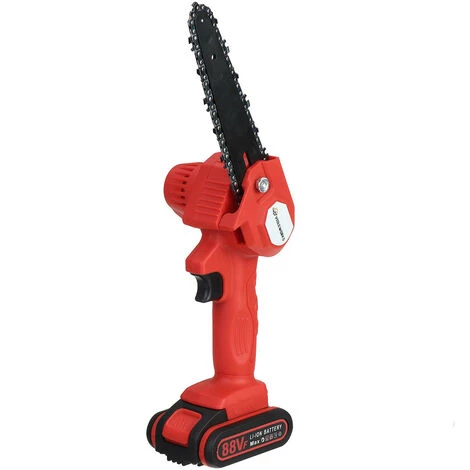 JMAX Tronçonneuse à Batterie 6'' 88VF Avec 2 Batterie Portable Scie Électrique Jardin Logging Chaîne - Rouge 2 JMAX Tronçonneuse à Batterie 6'' 88VF Avec 2 Batterie Portable Scie Électrique Jardin Logging Chaîne - Rouge – Image 2