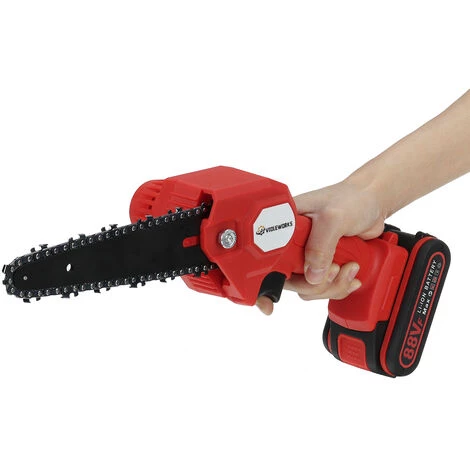 JMAX Tronçonneuse à Batterie 6'' 88VF Avec 2 Batterie Portable Scie Électrique Jardin Logging Chaîne - Rouge 3 JMAX Tronçonneuse à Batterie 6'' 88VF Avec 2 Batterie Portable Scie Électrique Jardin Logging Chaîne - Rouge – Image 3