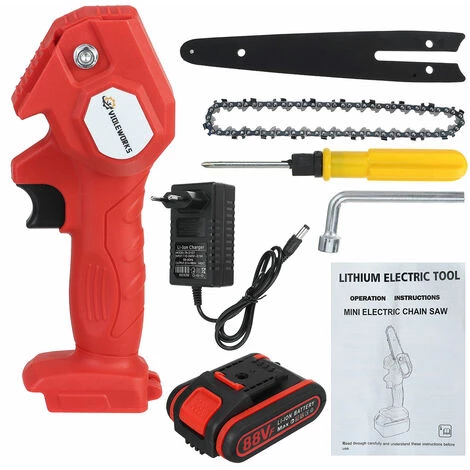 JMAX Tronçonneuse à Batterie 6'' 88VF Avec 2 Batterie Portable Scie Électrique Jardin Logging Chaîne - Rouge 4 JMAX Tronçonneuse à Batterie 6'' 88VF Avec 2 Batterie Portable Scie Électrique Jardin Logging Chaîne - Rouge – Image 4