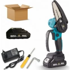 JMAX 88VF Tronçonneuse Sans Fil De 4 Pouces Et 1*batteries Portable Scie Électrique Jardin Logging