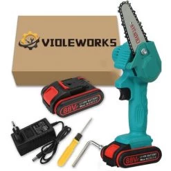 JMAX Tronçonneuse à Batterie 4 Pouces 88V Avec Batterie Portable Scie Électrique Jardin Logging Bleu