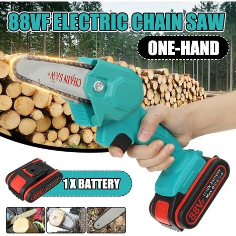 JMAX Tronçonneuse à Batterie 4 Pouces 88V Avec Batterie Portable Scie Électrique Jardin Logging Bleu 2 JMAX Tronçonneuse à Batterie 4 Pouces 88V Avec Batterie Portable Scie Électrique Jardin Logging Bleu – Image 2