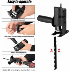 MONLY Adaptateur De Scie Alternative Portable, Perceuse électrique Pour Scie électrique Pour Bois Et Métal, Outil De Coupe Avec Lame De Scie -Scie électrique portative Soldes 60988695 4