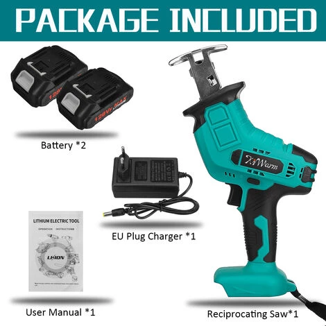 MANTA Scie Sabre Sans Fil électrique Kiwarm Brushless Scie Alternative 0-3000rpm / Min 18V 2 Batterie - 4 Lames 5 MANTA Scie Sabre Sans Fil électrique Kiwarm Brushless Scie Alternative 0-3000rpm / Min 18V 2 Batterie - 4 Lames – Image 5