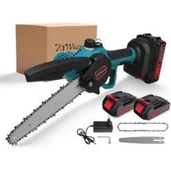 MANTA Scie à Chaine élagueuse Sans Fil 18V 8" VIOLEWORKS Scie à Chaine électrique 2 Batteries
