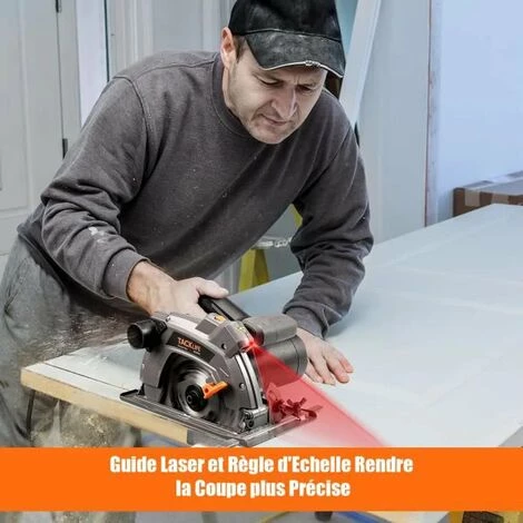 TODOT Scie Circulaire Électrique 1500 W, 2 Lames 24T Et 40T, 5000 RPM, Coupe 63 Mm 90º Et 45mm 45º, Avec Laser - PES03A 3 TODOT Scie Circulaire Électrique 1500 W, 2 Lames 24T Et 40T, 5000 RPM, Coupe 63 Mm 90º Et 45mm 45º, Avec Laser - PES03A – Image 3