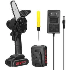 SUPERSELLER 21V 500W 4 Pouces Batterie Au Lithium Rechargeable Scies à élaguer électriques Petit Moteur De Brosse De Tronçonneuse à Fendre Le Bois Outil électrique à Une Main Pour Le Travail Du Bois Jardin Verger - Multicolore - 2 Piles EU-Plug -Scie électrique portative Soldes 63064517 3