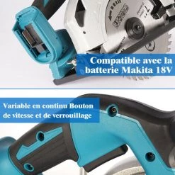 ONEVAN Scie Circulaire, électrique Sans Fil 5” 10800rpm 1000W 125mm à Main Scie Adapté à Makita 18V Batterie - Avec 1*lame -Scie électrique portative Soldes 63594620 4