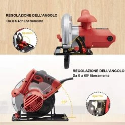 Scie Circulaire 1400W,TEENO Lame De Scie 185 X 20mm, 4800 Rpm,VPCS1056 - Rouge -Scie électrique portative Soldes 63952972 3