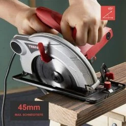 Scie Circulaire 1400W,TEENO Lame De Scie 185 X 20mm, 4800 Rpm,VPCS1056 - Rouge -Scie électrique portative Soldes 63952972 5