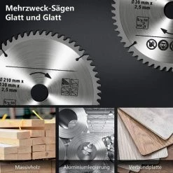 TINOR Lot De 3 Lames De Scie Circulaire Carbure De Tungstène, 24T 48T 60T TCT Sah Pour Bois Métal Et Aluminium (210 X 30 Mm) -Scie électrique portative Soldes 64029105 2