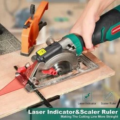HAZEL Scie Circulaire, 750w 3500rpm Petite Scie Circulaire, 6 Lames (115 & 125mm), Guide Laser, Profondeur De Coupe Maximale 48mm (90), 32mm (45) -Scie électrique portative Soldes 64196587 5