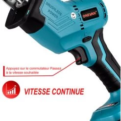 ONEVAN Scie Sabre,scie Alternative électrique Sans Fil, 3600W, 12000SPM, Sans Brosse, Vitesse Variable, Outil De Coupe Du Métal Et Du Bois, Pour Batterie Makita 18V - Avec 2 Batterie 7 ONEVAN Scie Sabre,scie Alternative électrique Sans Fil, 3600W, 12000SPM, Sans Brosse, Vitesse Variable, Outil De Coupe Du Métal Et Du Bois, Pour Batterie Makita 18V - Avec 2 Batterie -Scie électrique portative Soldes 64211026 3