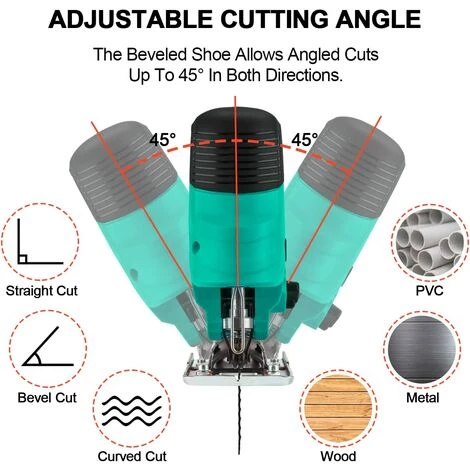 Scie Sauteuse Filaire 650W Avec 5 Lames,STANEW 6 Vitesses Réglables, 4 Modes De Coupe,Coupe Biaises± 45°,Changement De Lame Sans Outils - Vert 2 Scie Sauteuse Filaire 650W Avec 5 Lames,STANEW 6 Vitesses Réglables, 4 Modes De Coupe,Coupe Biaises± 45°,Changement De Lame Sans Outils - Vert – Image 2