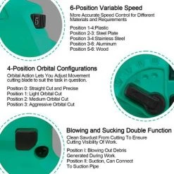 Scie Sauteuse Filaire 650W Avec 5 Lames,STANEW 6 Vitesses Réglables, 4 Modes De Coupe,Coupe Biaises± 45°,Changement De Lame Sans Outils - Vert 7 Scie Sauteuse Filaire 650W Avec 5 Lames,STANEW 6 Vitesses Réglables, 4 Modes De Coupe,Coupe Biaises± 45°,Changement De Lame Sans Outils - Vert -Scie électrique portative Soldes 64352834 3