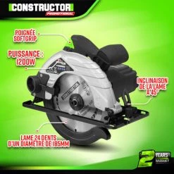 Scie Circulaire 1200W Avec Lame De 185mm - Constructor PROMOTIONAL -Scie électrique portative Soldes 64535976 2