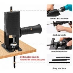 LIFCAUSAL Adaptateur De Scie Alternative Portable Perceuse électrique Multifonctionnelle Accessoire D'outil Modifié Avec Poignée Ergonomique 3 Lames De Scie Pour La Coupe Du Bois Et Du Métal Noir -Scie électrique portative Soldes 65482992 3